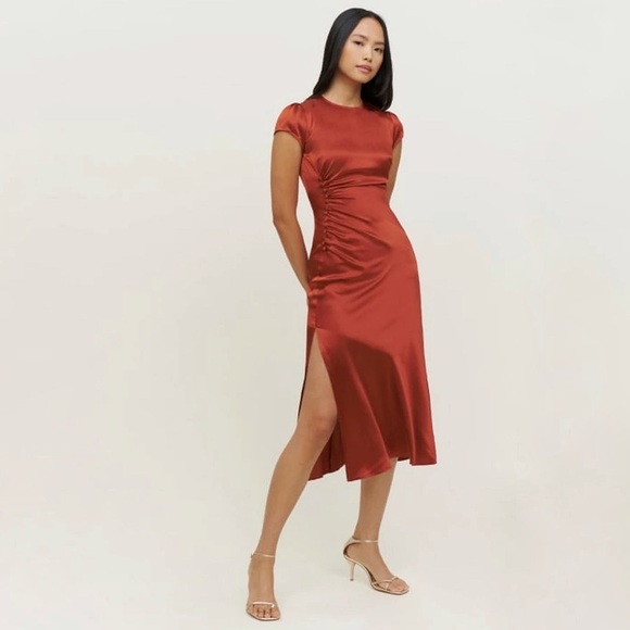 Reformation Dresses & Skirts - Reformation | Tatiana Silk Midi Dress in Oxide Size 6